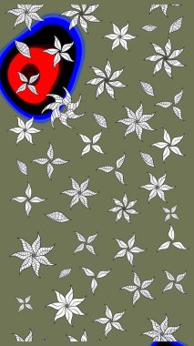 Modern çiçek arkaplanı. Halk tarzı. Parlak renkli çiçekli ve yeşil yapraklı harika bir çiçek deseni. Moda baskıları için zarif bir şablon.