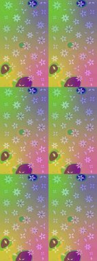 Yapraklı çiçekler ve doğal renklerde papatya çiçekleri. Raster - stok. Taslak arkaplan deseni.