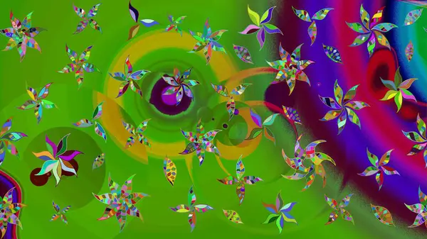 Elle boyanmış suluboya resim çizimleri, çiçekler ve bitkiler. Yeşil renkte çiçekler.