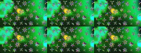 Renkli Bahar Teması eskiz kalıbı. Güzel kumaş deseni. Düz Çiçek Elementleri Tasarımı. Raster illüstrasyonunda çiçek deseni çizimi.