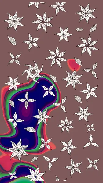 Çiçekli güzel suluboya desen. Kahverengi renklerde. Raster illüstrasyonu.