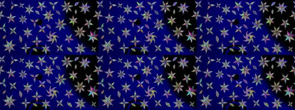 Tekstil, kumaş, ambalaj, hatıra defteri için hoş bir çiçek arkaplanı. Elle çizilmiş çiçek desenli Raster çizimi. Çocuksu tasarım. Mavi arkaplanda.