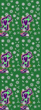 Üzerinde yeşil renkte karalamalar olan çiçek desenleri çiz. Raster illüstrasyonu.