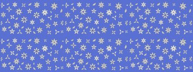 Raster illüstrasyonundaki çiçek desenli çizim. Suluboya tarzında mavi renkte çiçekler.