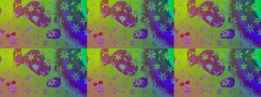 Arkaplan dokusu, duvar kağıdı, yeşil renkli çiçek teması. Kabile sanatı boho baskısı, klasik çiçek arkaplanı. Soyut etnik raster çizim kalıbı.