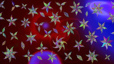 Düz Çiçek Elementleri Tasarımı. Raster illüstrasyonu. Çiçek deseni. Chichi 'nin kumaş kalıbını çiz. Renkli Bahar Teması çizim şablonu.