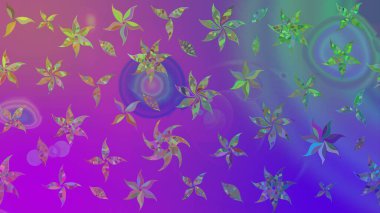 Mor renkli çiçekler. Raster illüstrasyonu. Küçük çiçekte sevimli çiçek deseni var..