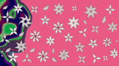 Çizim çiçek deseni duvar kâğıdı olarak kullanılabilir. Pembe renkli çiçekler. Raster illüstrasyonu.