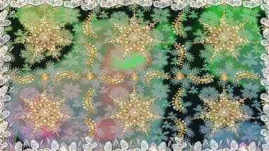 Klasik oryantal desen gri renklerden üstündür. Geleneksel raster ve altın desen. Damask pürüzsüz süsü.