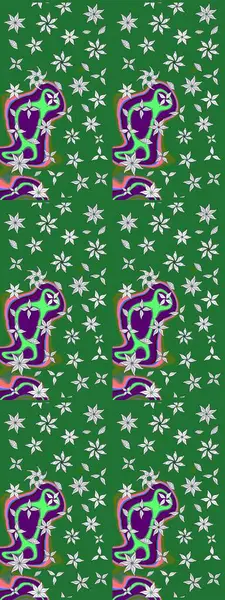 Üzerinde yeşil renkte karalamalar olan çiçek desenleri çiz. Raster illüstrasyonu.