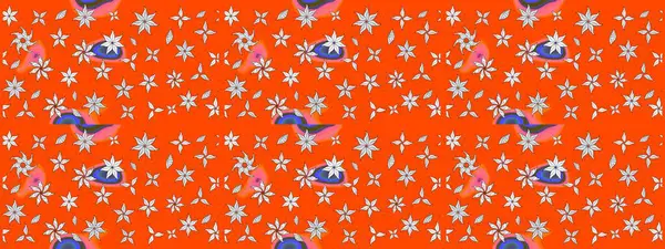 Turuncu renkli çiçek desenli çizim, el yapımı papatyalar, papatyalar. Tekrarlayan çiçek arkaplanı, zarif turuncu çiçek duvar kağıdı.