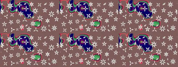 Renkli çizim kalıbı. Kahverengi renkli şirin tekstil. Çiçek arkaplan. Çiçek duvar kâğıdı. Raster illüstrasyonu.