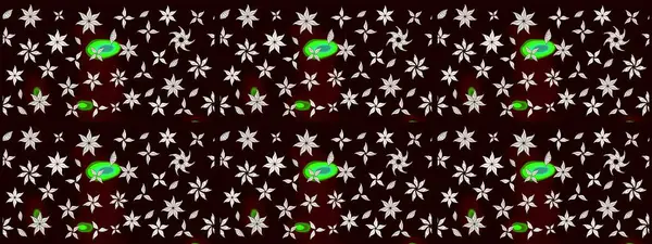 El çizimi çiçekli soyut çizim kalıbı. Raster illüstrasyonu. Siyah renkte çiçekler.