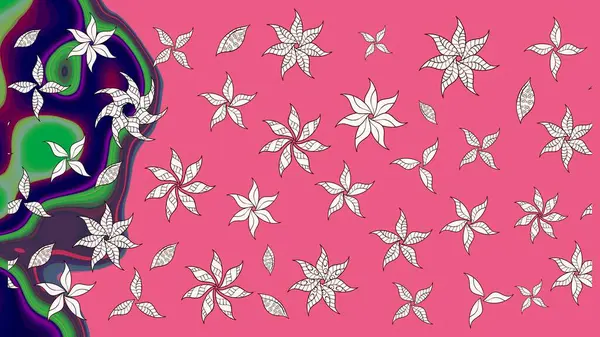 Çizim çiçek deseni duvar kâğıdı olarak kullanılabilir. Pembe renkli çiçekler. Raster illüstrasyonu.