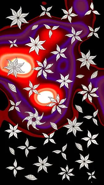 Renkli Bahar Teması eskiz kalıbı. Düz Çiçek Elementleri Tasarımı. Parlak arkaplan eskiz desenli çiçekli fantezi tasarımı.