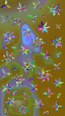 Raster illüstrasyonu. Suluboya çiçekli çiçek deseni. Kahverengi renkli güzel tekstil.