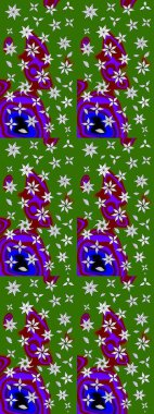 Raster illüstrasyonu. Şirin çiçek elementleri. Yeşil renkli çiçekler. Çizim.