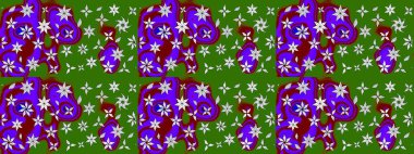 Raster illüstrasyonu. Yeşil renkte karalamalı çiçek deseni çiz.