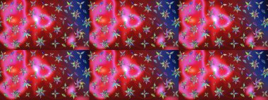 Kırmızı renkte çiçekler. Raster illüstrasyonu. Tropikal çizim çiçek deseni.