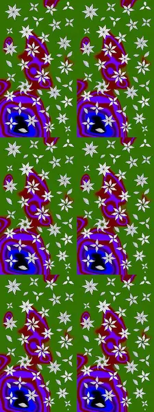 Raster illüstrasyonu. Şirin çiçek elementleri. Yeşil renkli çiçekler. Çizim.