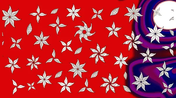 Renkli Bahar Teması eskiz kalıbı. Düz Çiçek Elementleri Tasarımı. Süslü kumaş deseni. Raster illüstrasyonunda çiçek deseni çizimi.