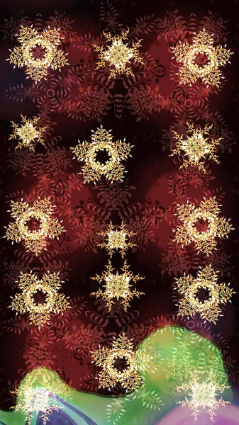 Grafiksel element dekorasyonu. Kahverengi, siyah ve kırmızı siluet kar tanesi işareti. Sembol kışı, donmuş, Noel, yeni yıl tatili. Kar Tanesi Mozaik ikonu. Düz dizayn. Raster illüstrasyonu.