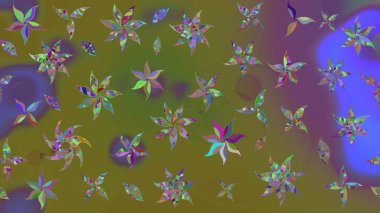 Yaprak ve çiçeklerin suluboya resimleri, kahverengi renklerdeki çizimler. Raster illüstrasyonu. Yumuşak, bahar çiçekleri kahverengi renklerde.