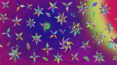 Çiçekli çiçek deseni, suluboya. Mor renkli çiçekler. Renkli Bahar temalı eskiz kalıbı. Düz Çiçek Elementleri Tasarım Raster illüstrasyonu.