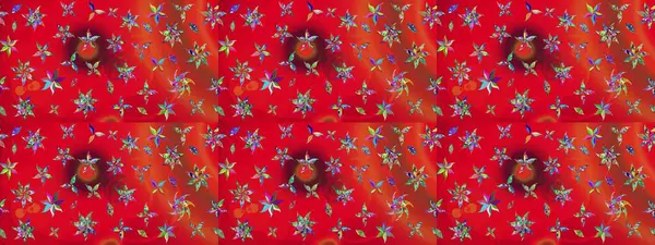 Sevimli çiçek raster deseni. Kırmızı renkte çiçekler. Renkli Bahar Teması eskiz kalıbı. Düz Çiçek Elementleri Tasarımı.