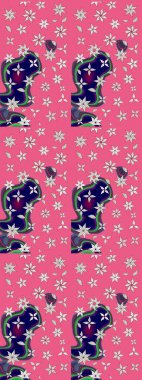 Raster çiçek desenli çiçek deseni, yapraklar, dekoratif elementler, sıçrama, lekeler, el çizimi kontur çizgileri ve Doodle çizim stili, grafik raster çizim çizimi.