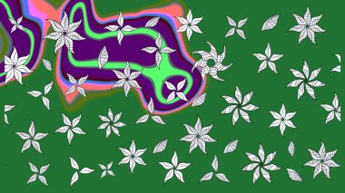 Raster çiçek izi. Raster Yumuşak kumaş deseni. Çiçek yeşili eskiz deseni. Klasik taslak çizimi.