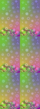 Raster illüstrasyonundaki çiçek desenli çizim. Tarafsız renklerde çiçekler.