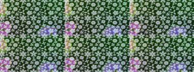 Düz Çiçek Elementleri Tasarımı. Renkli Bahar Teması eskiz kalıbı. Raster..