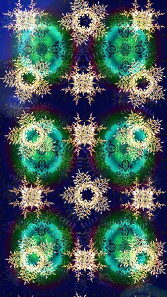 Güzel süs eşyası. Kar taneleri izole edildi. Kar tanesi süsü Raster illüstrasyonu. Mavi ve yeşil renkli kar tanesi süsü.