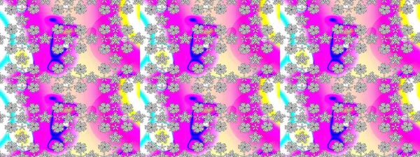 Vadinin çiçekleri gri, morumsu ve beyaz renklerde. Soyut etnik raster çizim kalıbı. Çiçekler..