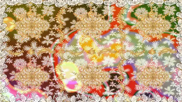 Geleneksel klasik altın desen. Barok tarzında kusursuz bir doğulu süsü. Altın elementlerle bej renklerde altın desen. Raster doğulu süsü.