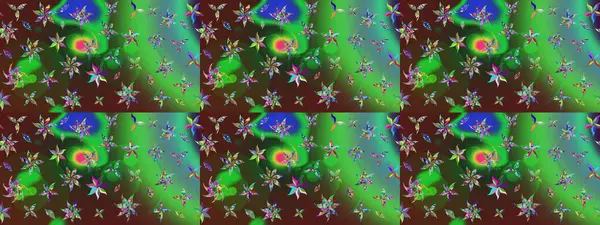 Güzel kumaş deseni. Raster suluboya deseni, narin çiçekler, yeşil çiçekler, tebrik kartı şablonu..