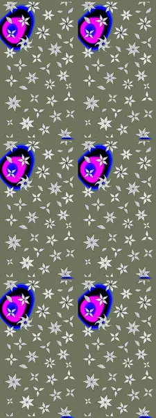 Düz Çiçek Elementleri Tasarımı. Yeşil renkli çiçekler. Raster illüstrasyonundaki çiçek desenli çizim. Renkli Bahar Teması çizim şablonu.