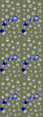 Çiçekli el çizimi çizimi deseni. Modern gelişim yeşil raster arka plan duvar kâğıdı illüstrasyon klasik çizgili iz sürme desenli çiçekler, çiçekli süsler.