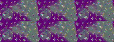 Raster suluboya çiçek deseni, narin çiçekler, mor çiçekler, tebrik kartı şablonu. Raster Güzel kumaş deseni.