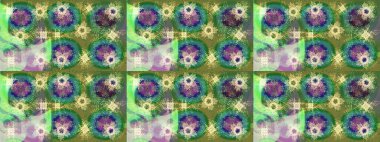 Raster illüstrasyonu. Kış kar tanesi, raster arka plan. Yüzey için tekrarlanan doku, ambalaj kağıdı, yeşil, nötr ve mavi renkler. Renkli arka planda izole edilmiş güzel kar taneleri.