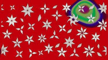 Kırmızı renkte bitkilerden oluşan parlak çiçekli çizim deseni.