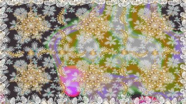 Gri renklerde ve altın elementlerle kusursuz klasik desen. Noel, kar tanesi, yeni yıl. Gri renklerde altın desenli altın elementler.