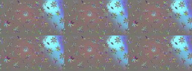 Gri renkli bitkilerden oluşan parlak çiçekli çizim deseni.