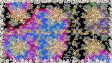 Kusursuz oryantal klasik altın desen. Gri renklerde altın tekrarlayan elementler içeren Raster soyut arkaplanı.