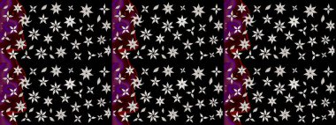 Raster Çiçek İllüstrasyonu güzel tekstil. Siyah renkli etnik çiçeklerle zarif eskiz deseni.