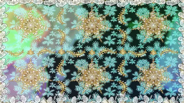 Raster geleneksel altın pürüzsüz deseni nötr renklerde. Barok tarzında kusursuz bir doğulu süsü..