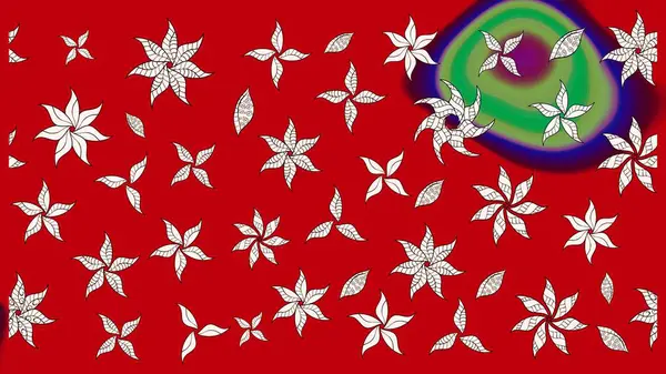 Kırmızı renkte bitkilerden oluşan parlak çiçekli çizim deseni.