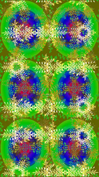 Raster illüstrasyon kar taneleri. Kışın sembolü. Yeşil, mavi ve sarı renklerde ayrık suluboya kar taneleri. Güzel dekorasyon.