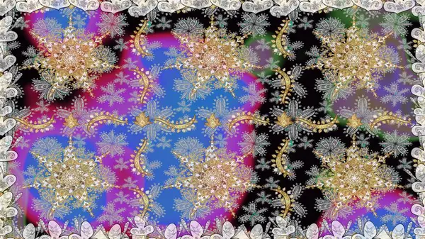 Kusursuz oryantal klasik altın desen. Gri renklerde altın tekrarlayan elementler içeren Raster soyut arkaplanı.